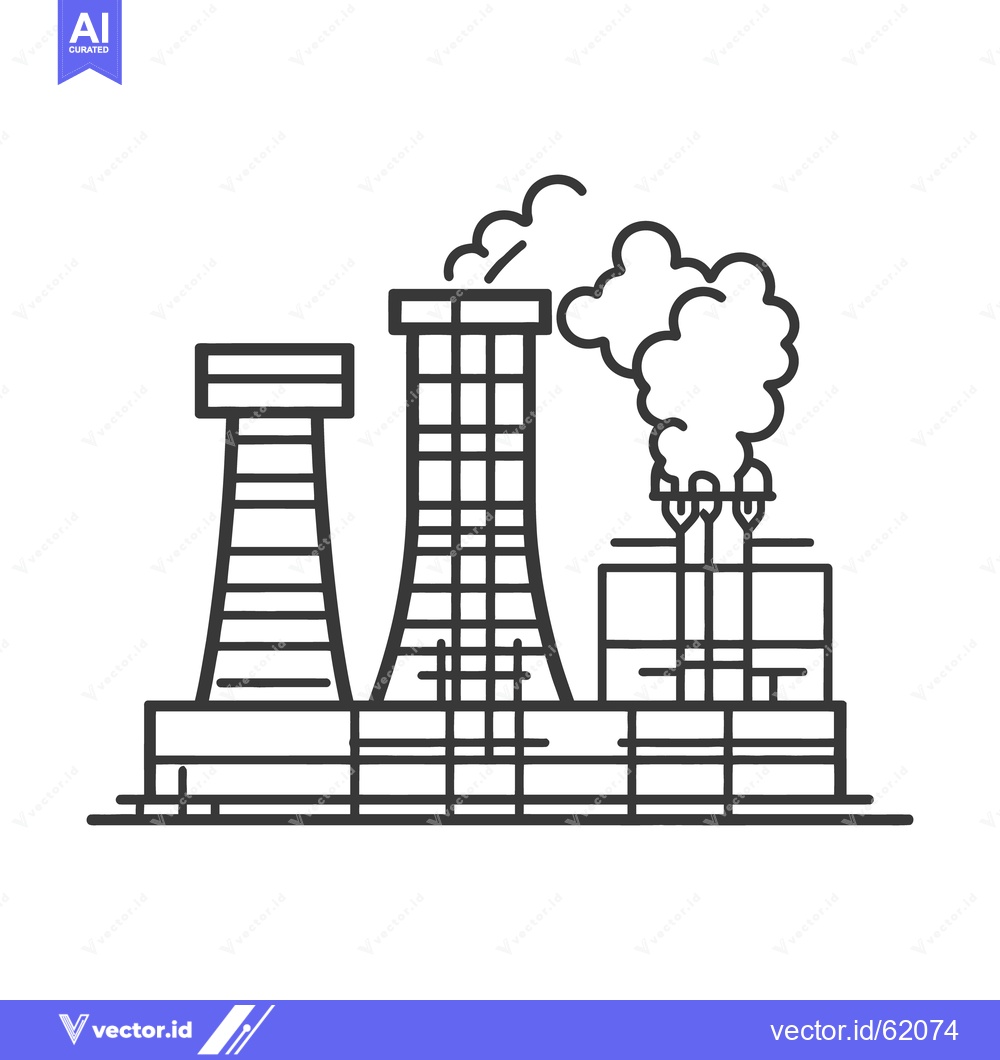 Premium Vector dari A stylized graphic illustration depicts an industrial factory with emi