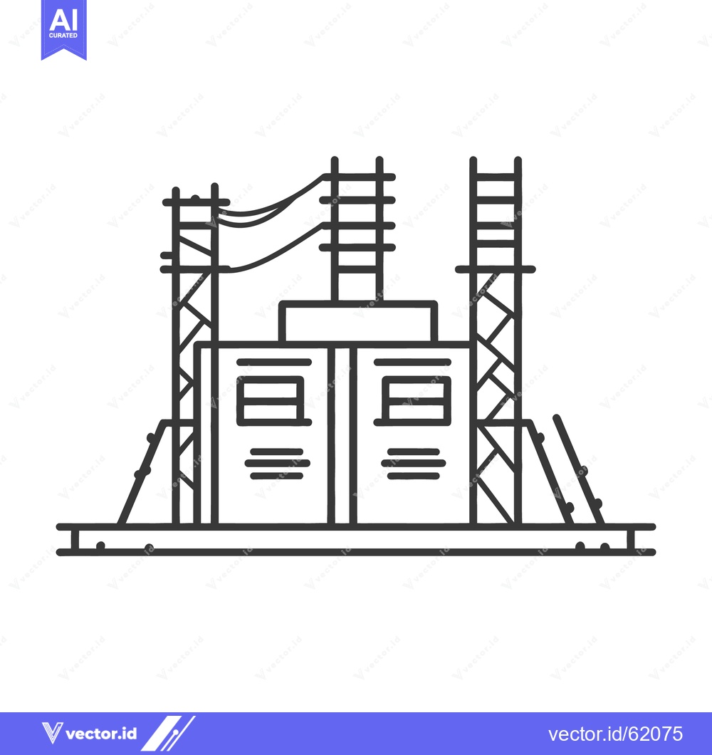 Premium Vector dari A monochrome illustration of an electrical power distribution station