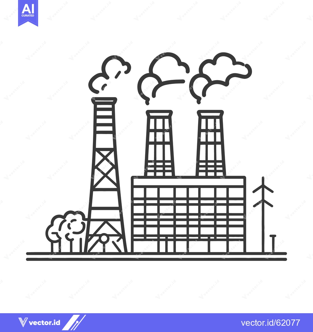 Premium Vector dari Industrial Plant with Smokestacks Emitting Clouds of Exhaust