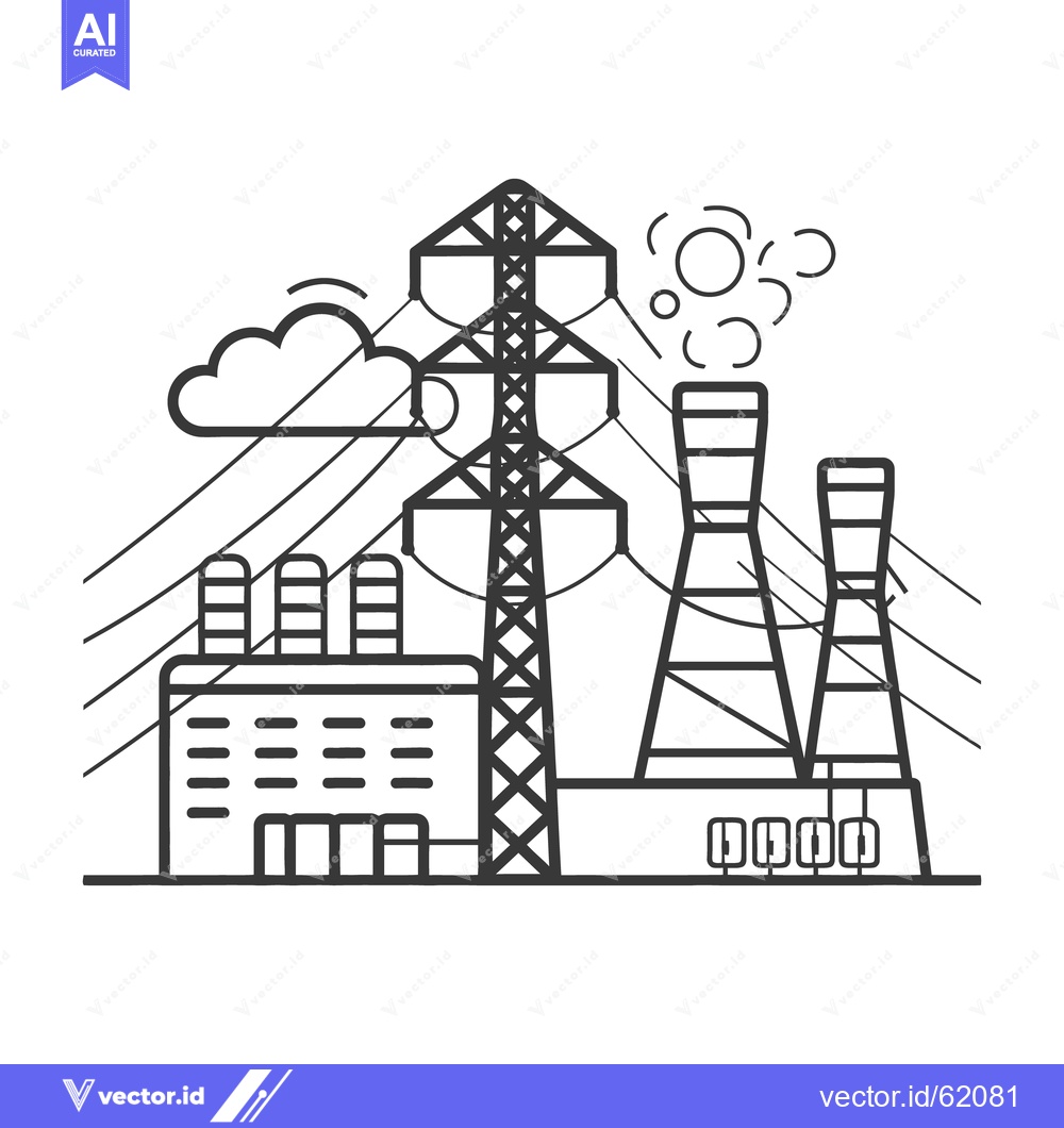 Premium Vector of A schematic illustration of a power plant generating energy resource