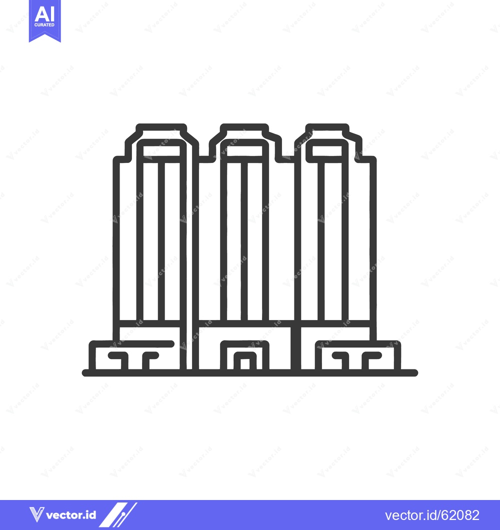 Premium Vector dari Three Tall Modern Buildings Depicted Using Outlined Black Line Work
