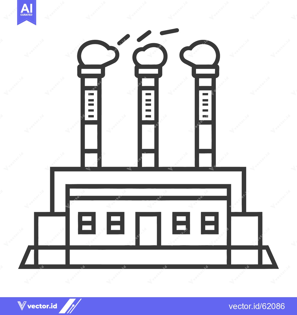 Premium Vector dari Simple illustration of an industrial complex with three smokestacks