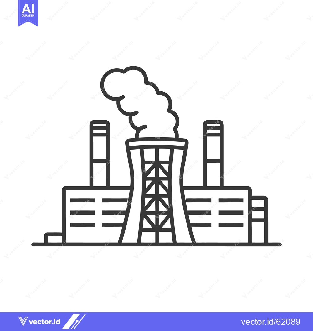 Premium Vector dari A simple drawing of an industrial plant with smoke emissions
