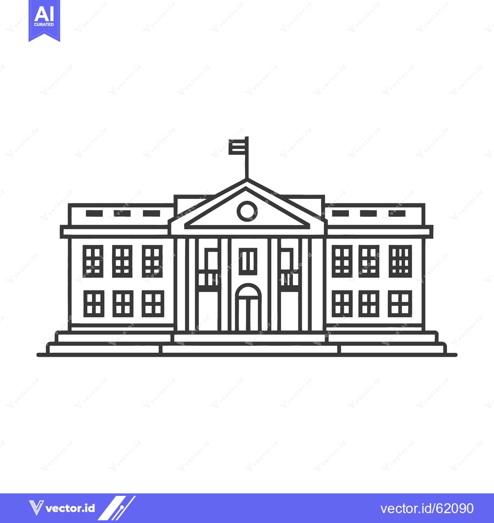 Premium Vector dari A line drawing showing a building with a flag on top