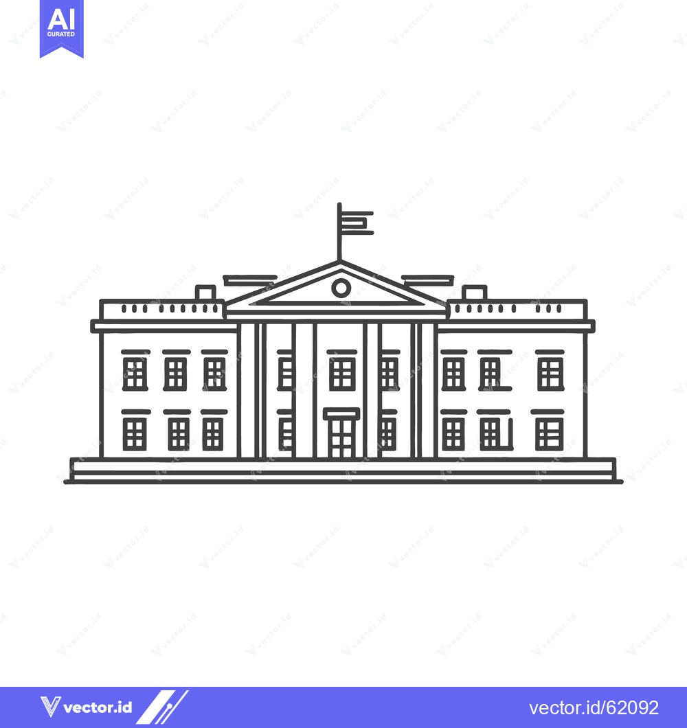 Premium Vector dari Architectural linear illustration depicting a building with columns an