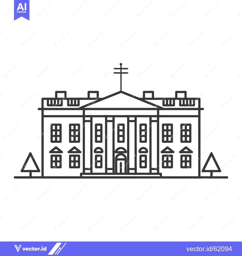 Premium Vector dari Simple black line drawing depicts a government building with columns