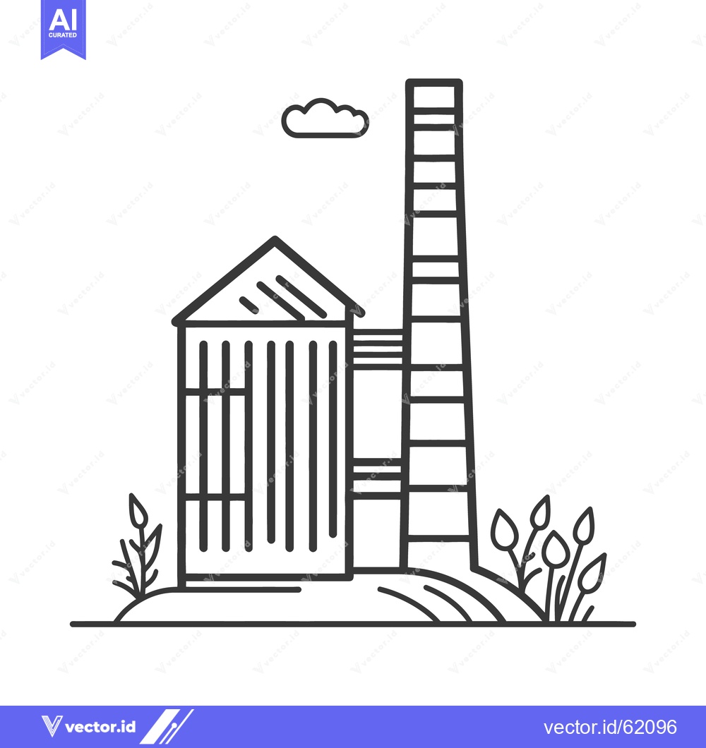 Premium Vector dari Simple illustration showing industrial buildings and surrounding lands
