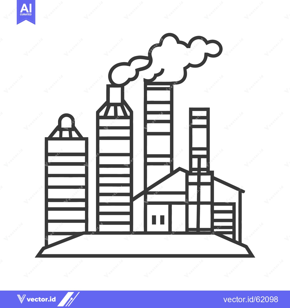 Premium Vector dari The illustration depicts an industrial building emitting smoke from a