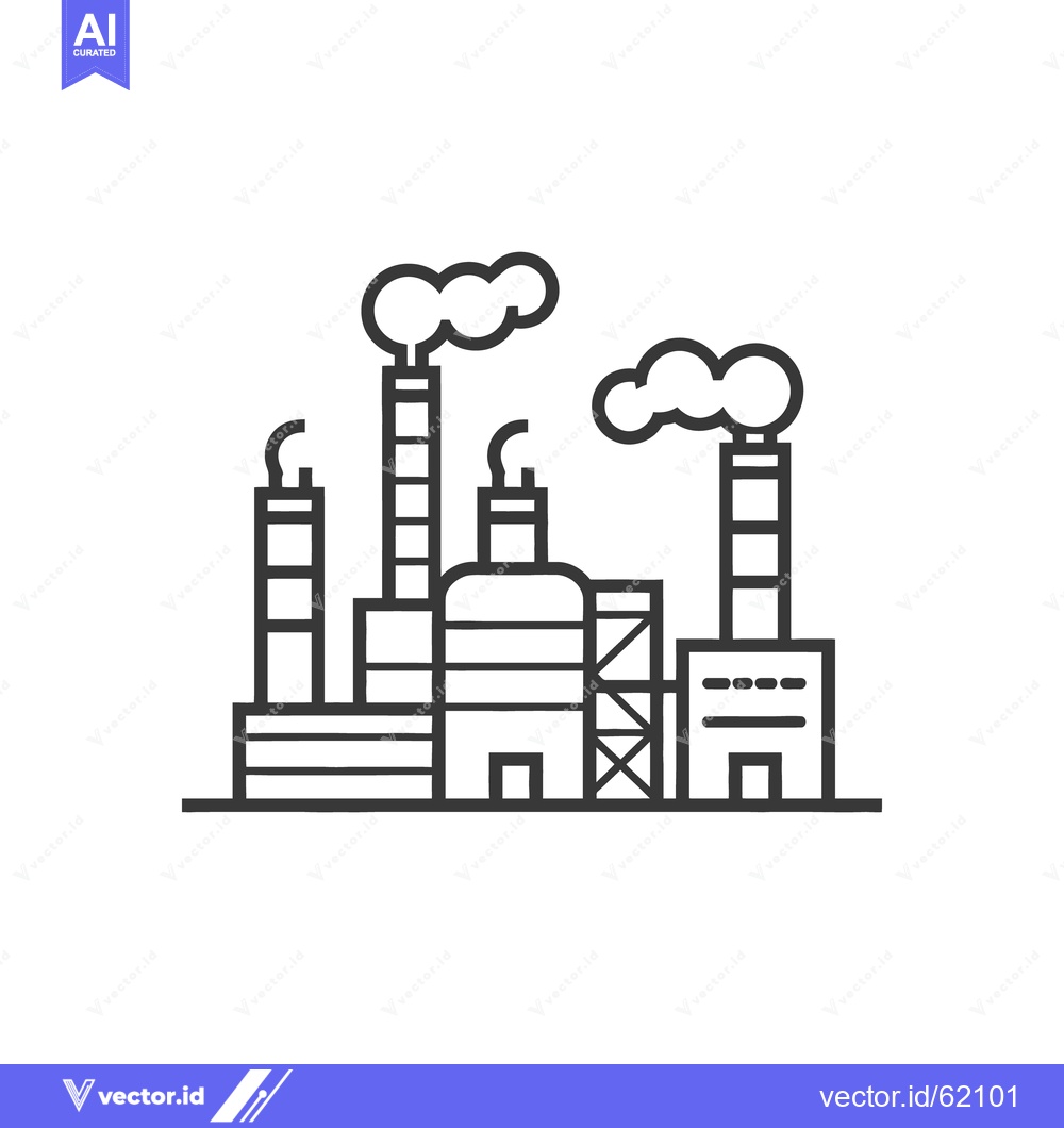 Premium Vector of A simplified industrial factory illustration emitting smoke into the a