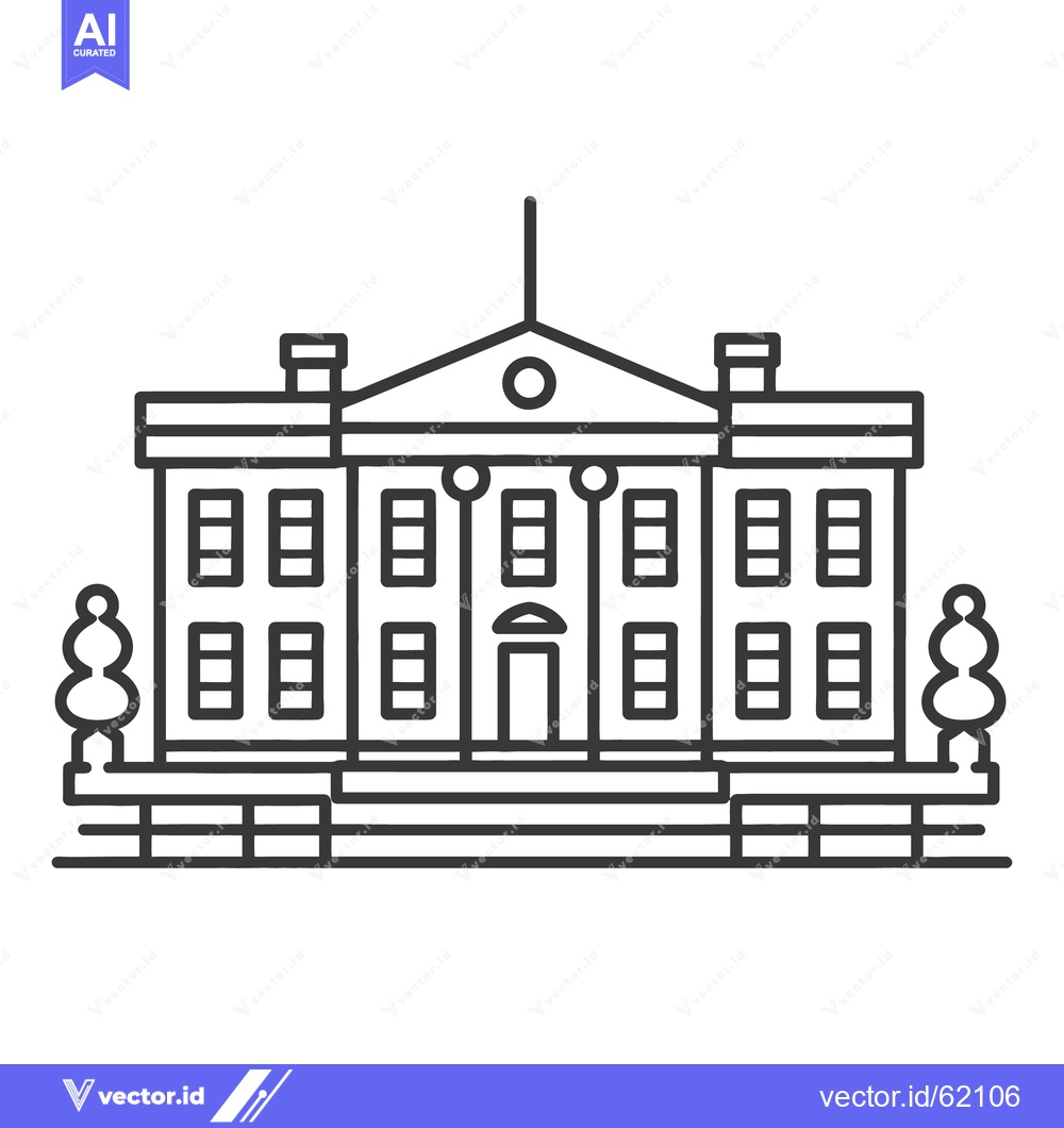 Premium Vector of A simple black and white illustration of a grand government building