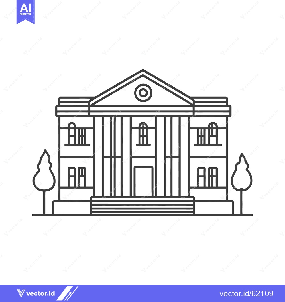Premium Vector of A simple linear illustration of a classical style building facade
