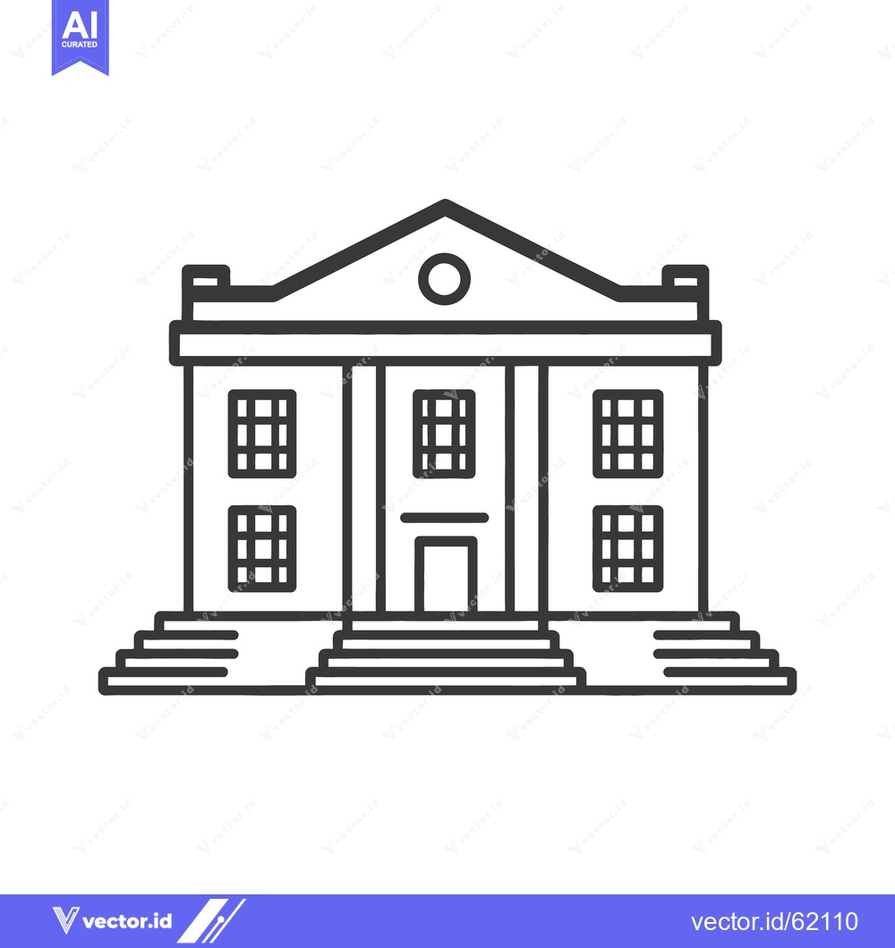 Premium Vector dari A simple line drawing depicting a classical building facade