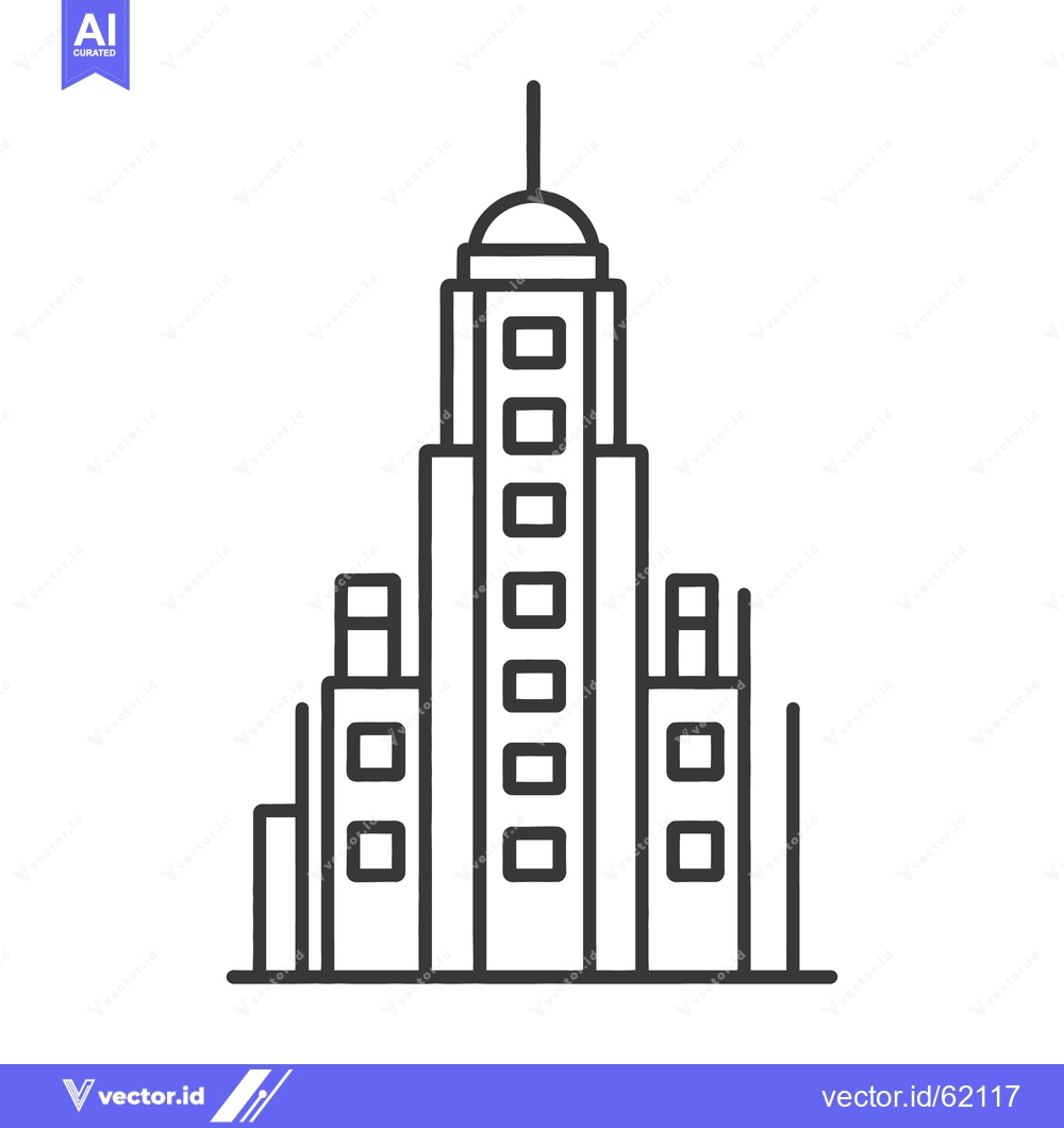 Premium Vector of A tall black line art illustration of a building structure