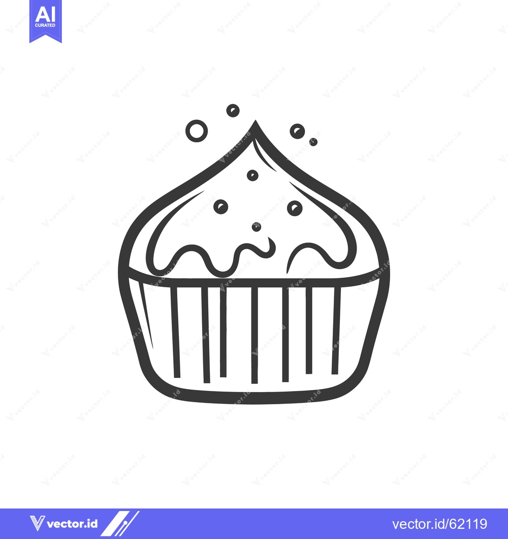 Premium Vector of Simple illustration showing a cupcake with frosting and sprinkles on t