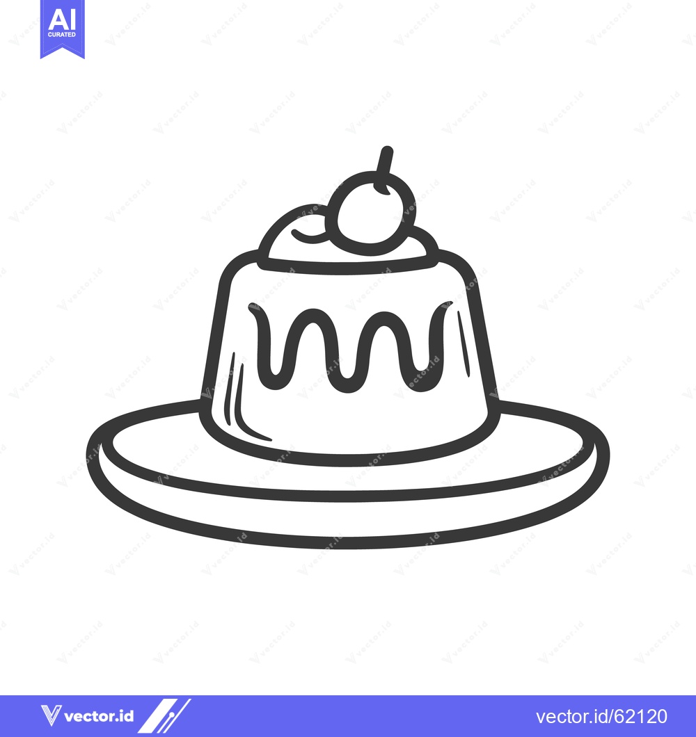 Premium Vector of A simple monochrome drawing depicting a dessert food presentation