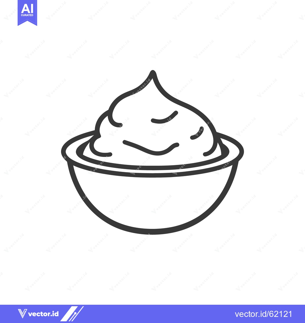 Premium Vector of A bowl with creamy white substance ready to be consumed