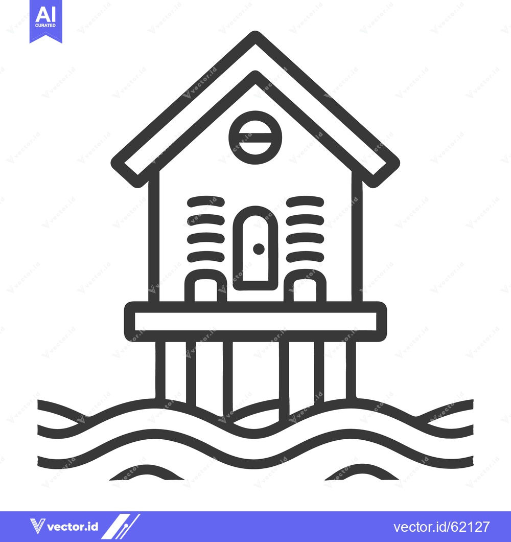 Premium Vector dari A small coastal house built on stilts above the water