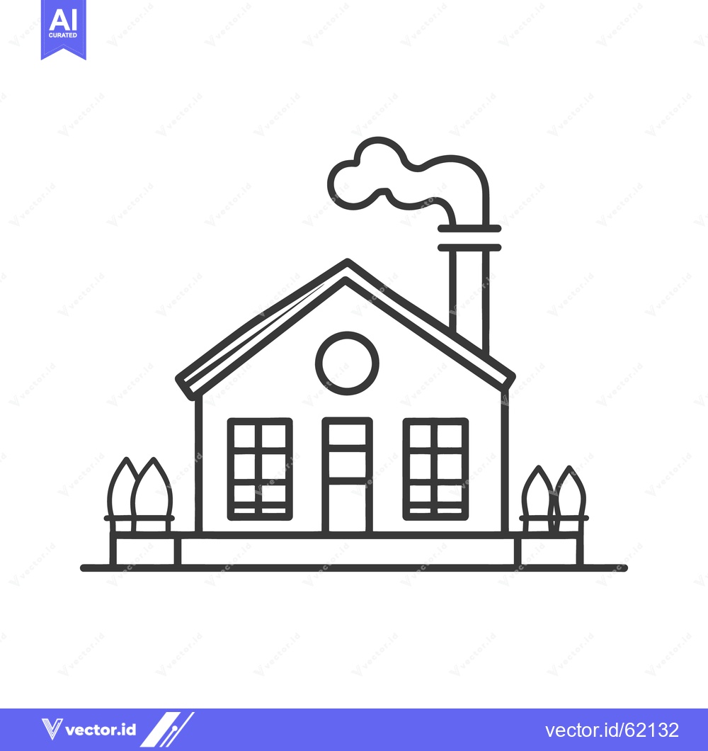 Premium Vector of A black and white illustration of a factory emitting smoke