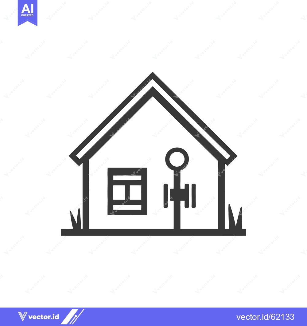 Premium Vector dari A simple house with a window and a pole symbol illustration