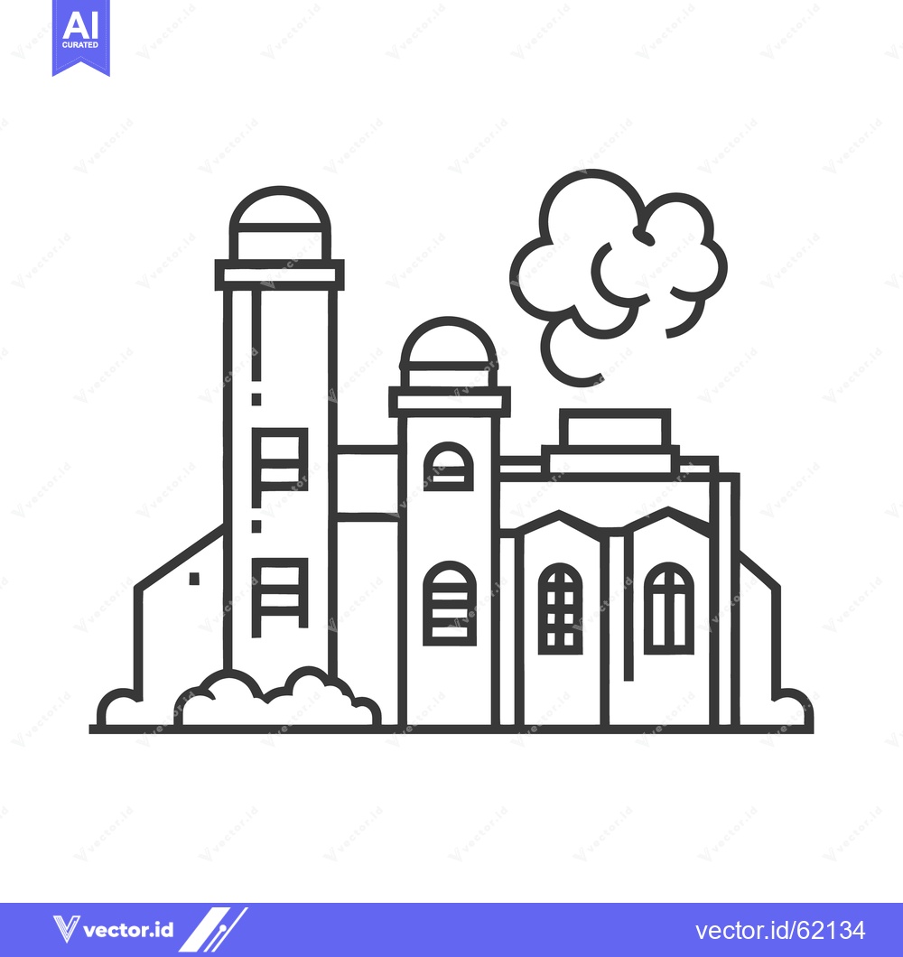 Premium Vector of A simple illustration of a factory building with smokestack emissions