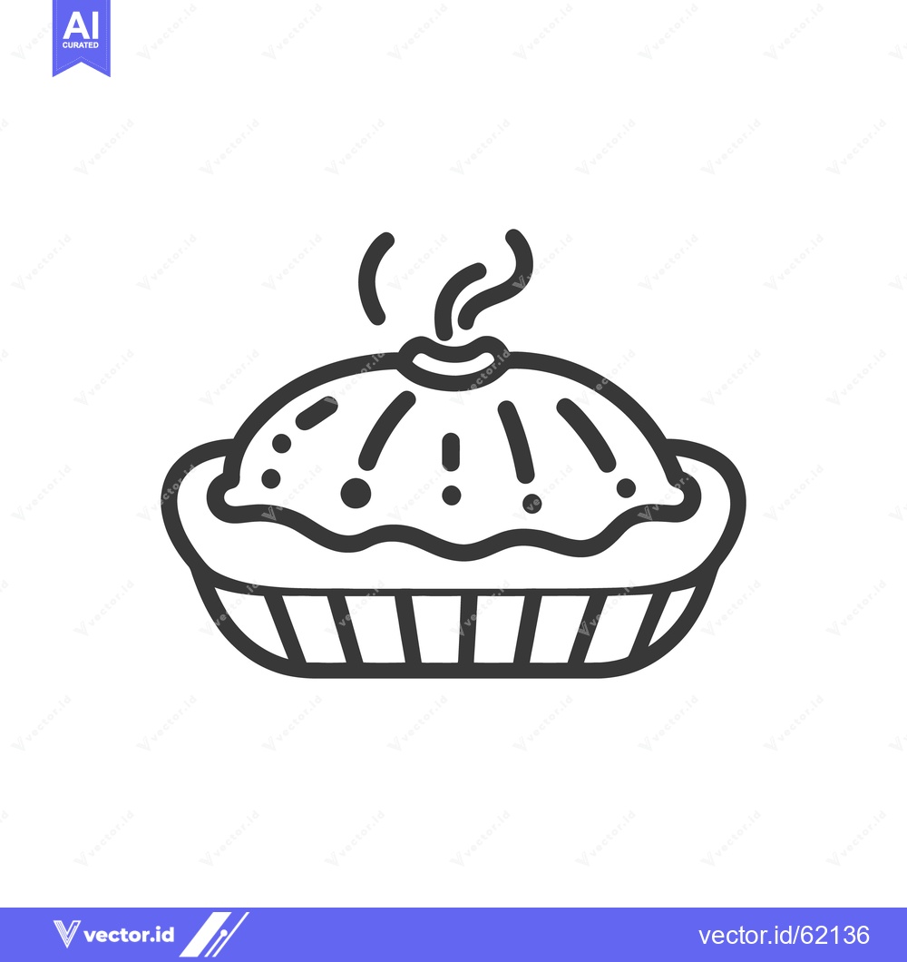 Premium Vector dari A simple line drawing depicting a steaming baked pie