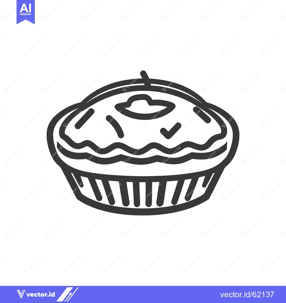 Premium Vector of A simple line art illustration of a fruit pie dessert