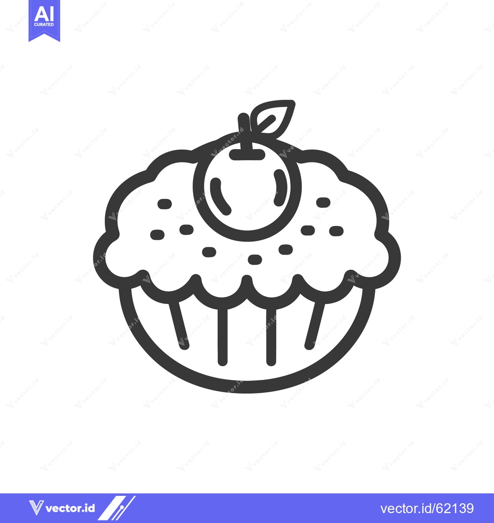 Premium Vector of A simple illustration showing a baked muffin with a fruit topping