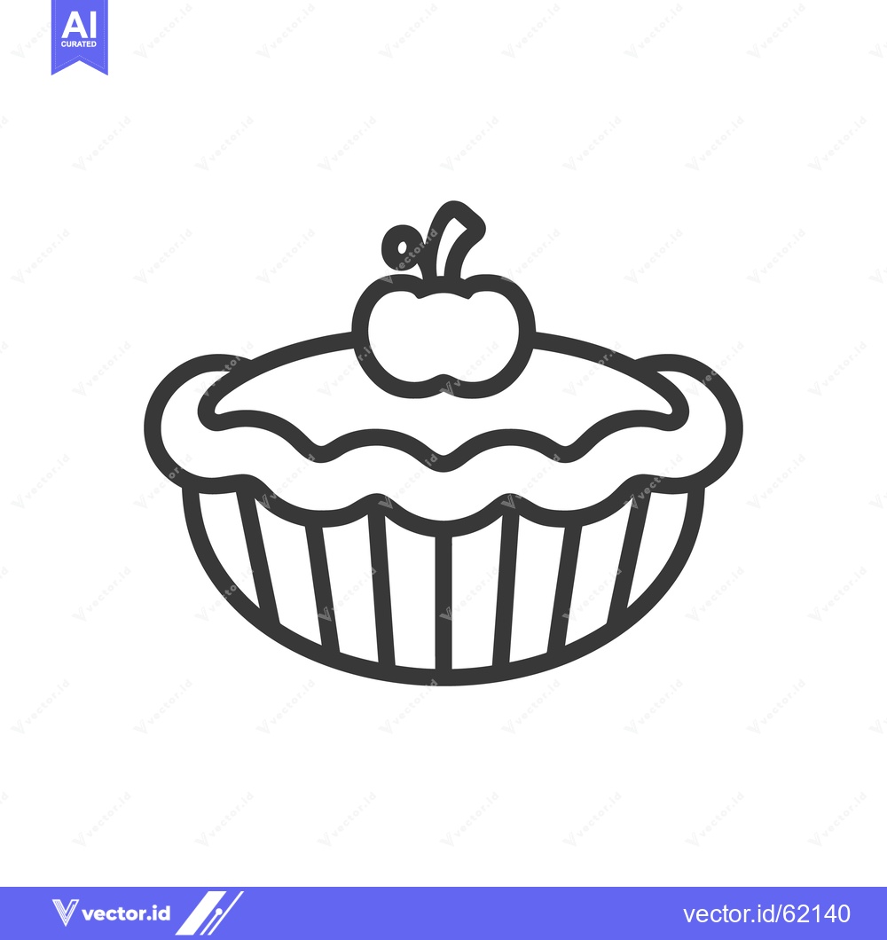 Premium Vector dari A simple line art illustration of a fruit pie with garnish