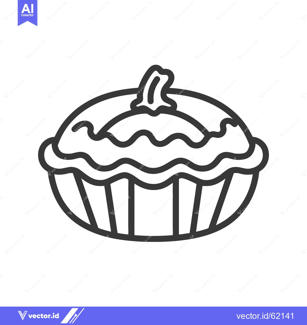 Premium Vector dari Simple black outline drawing of a pie with stem on top