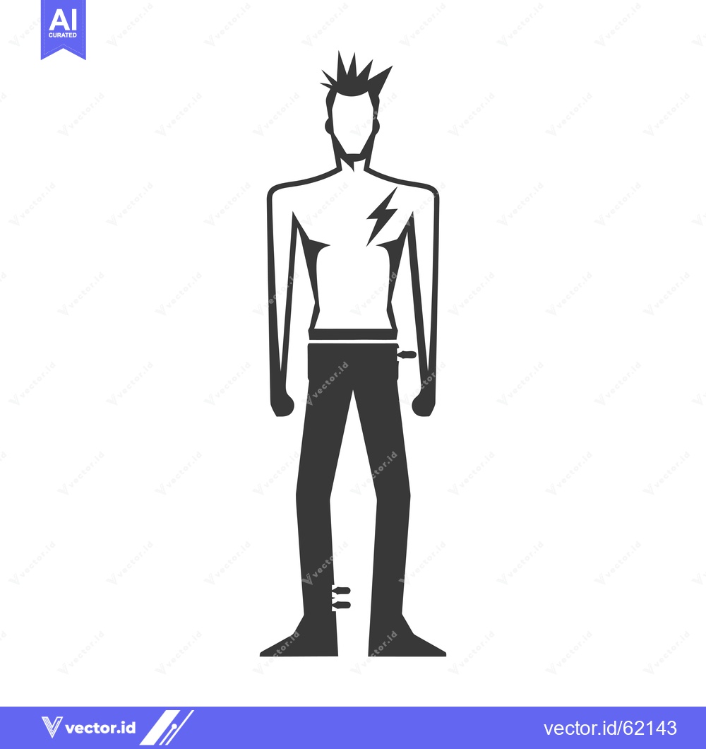 Premium Vector of Silhouette of a punk rock man with a mohawk hairstyle