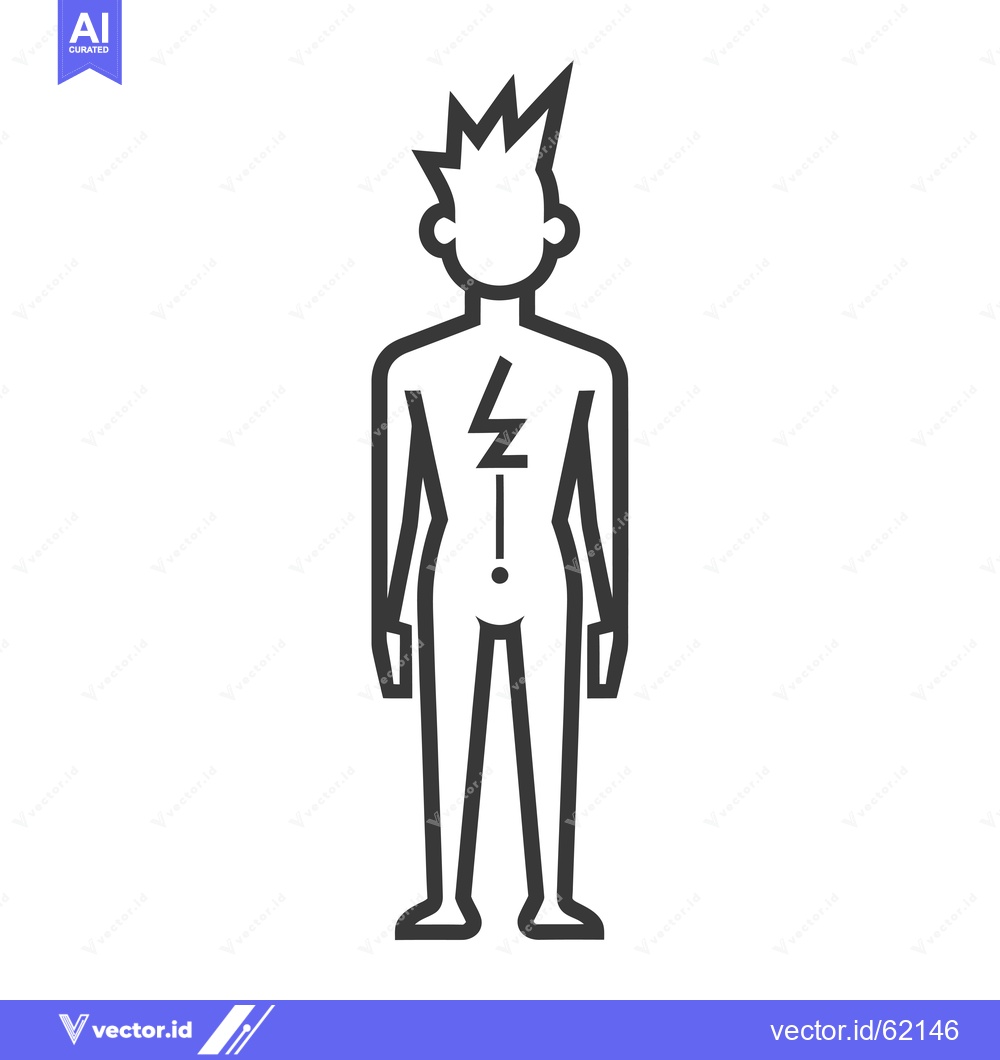 Premium Vector of Line Drawing of a Person with a Lightning Bolt on Their Chest