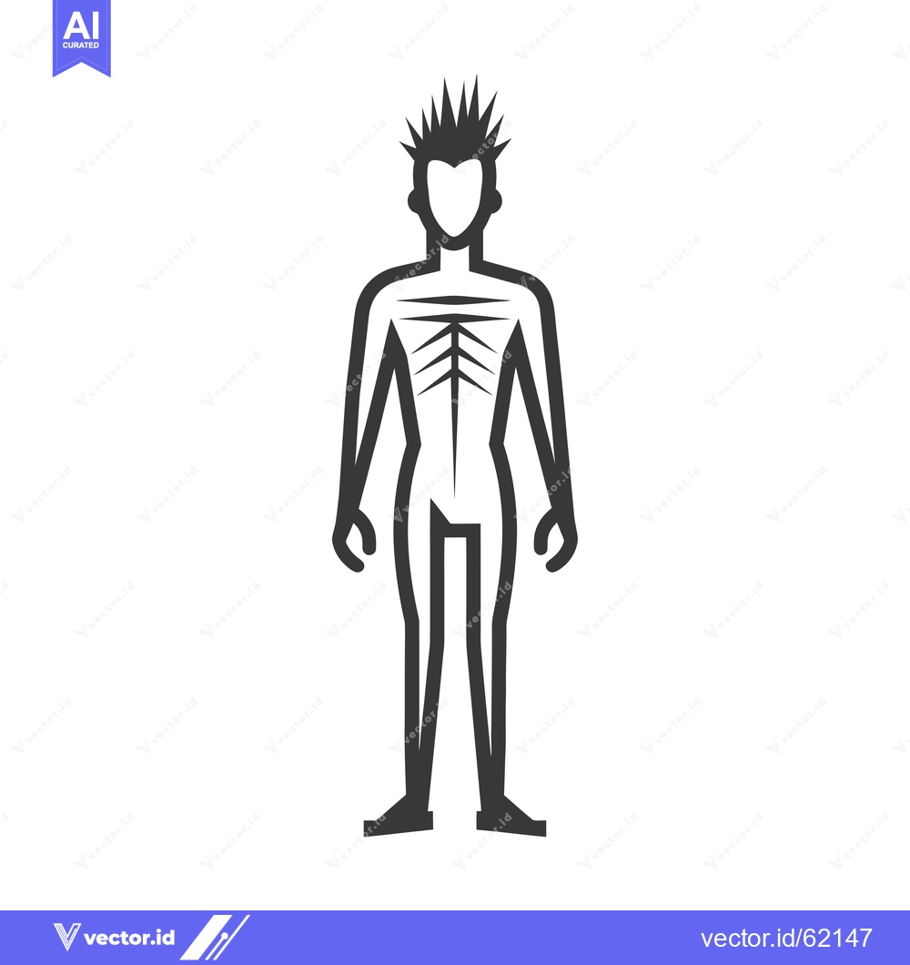 Premium Vector dari Line Art Illustration of a Male Figure with Spiky Hair