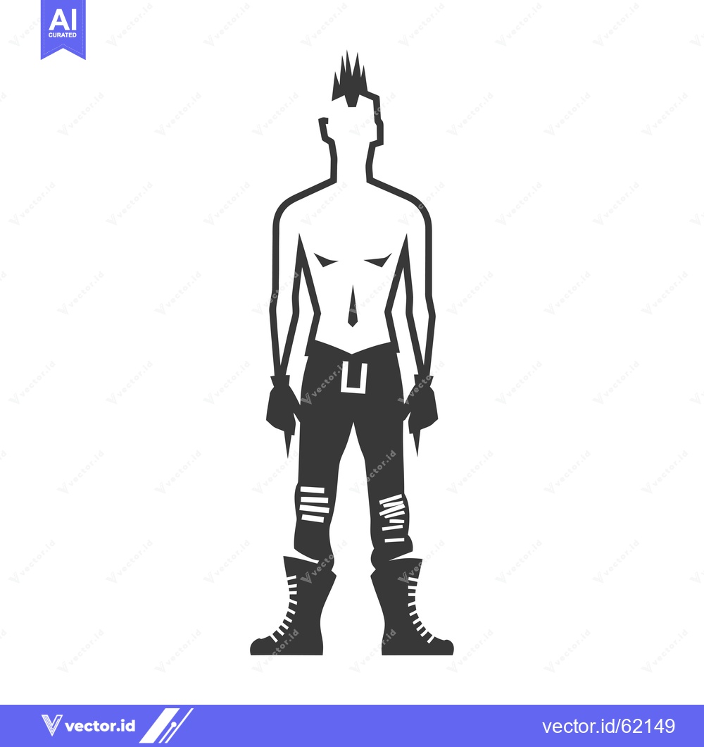 Premium Vector dari Silhouette of a Punk Rock Male Figure