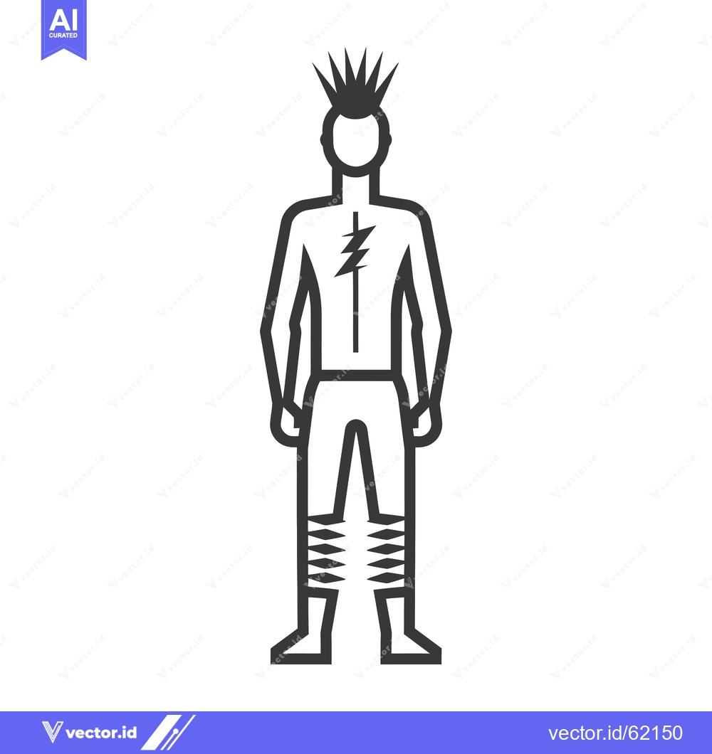 Premium Vector of Line Art Illustration of a Punk Rock Musician