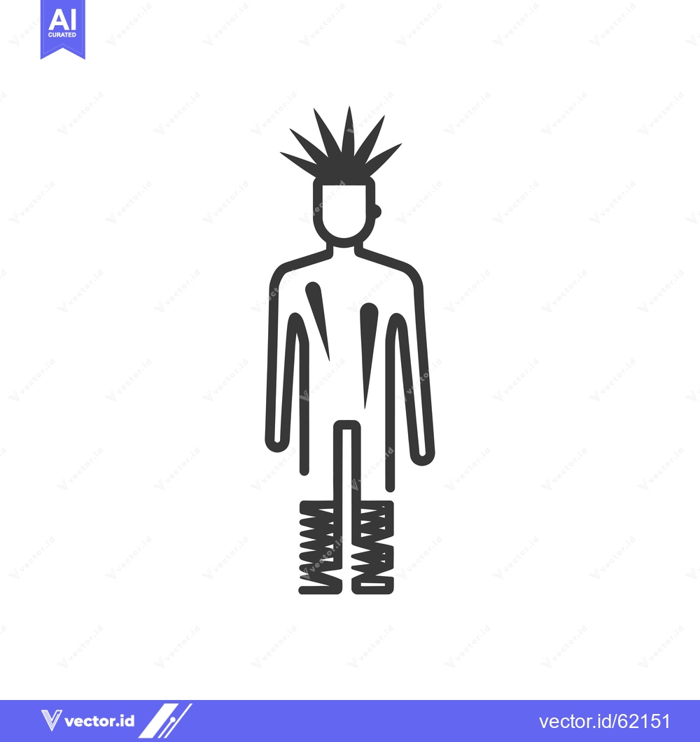Premium Vector dari Line Art Illustration of a Person with Spiky Hair and Platform Shoes