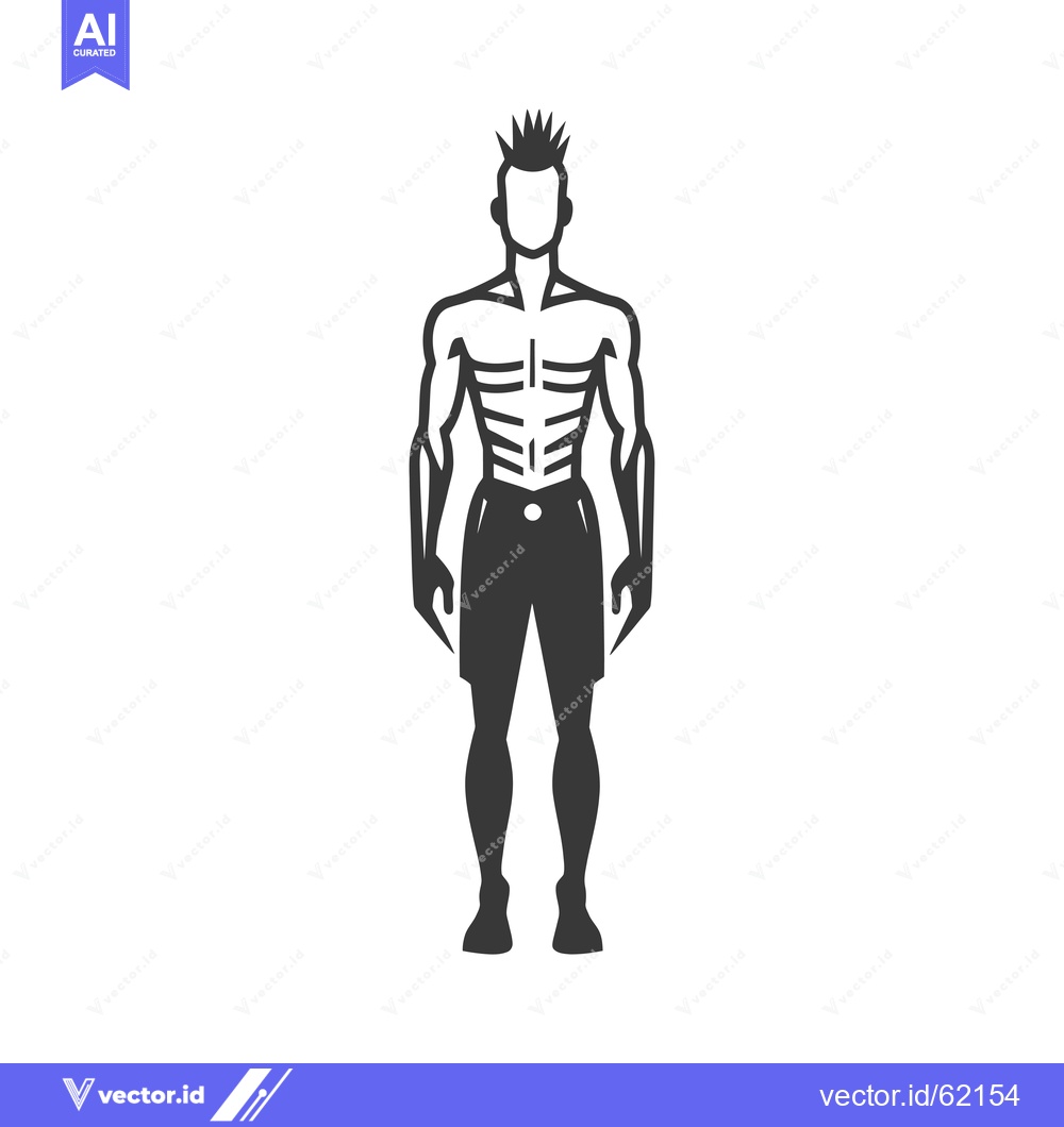 Premium Vector dari Silhouette of a Muscular Man with Spiky Hair