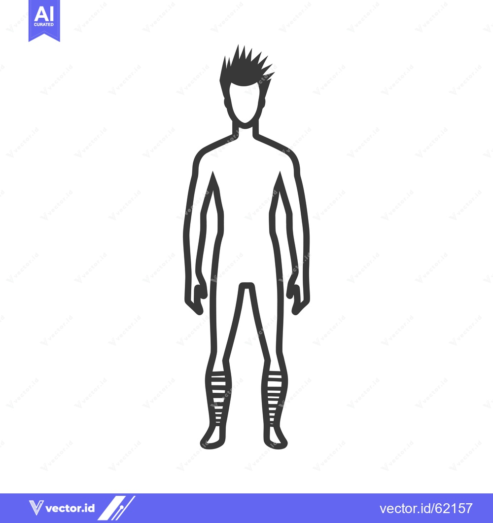 Premium Vector dari Line Drawing of a Man with Spiky Hair Wearing Striped Socks