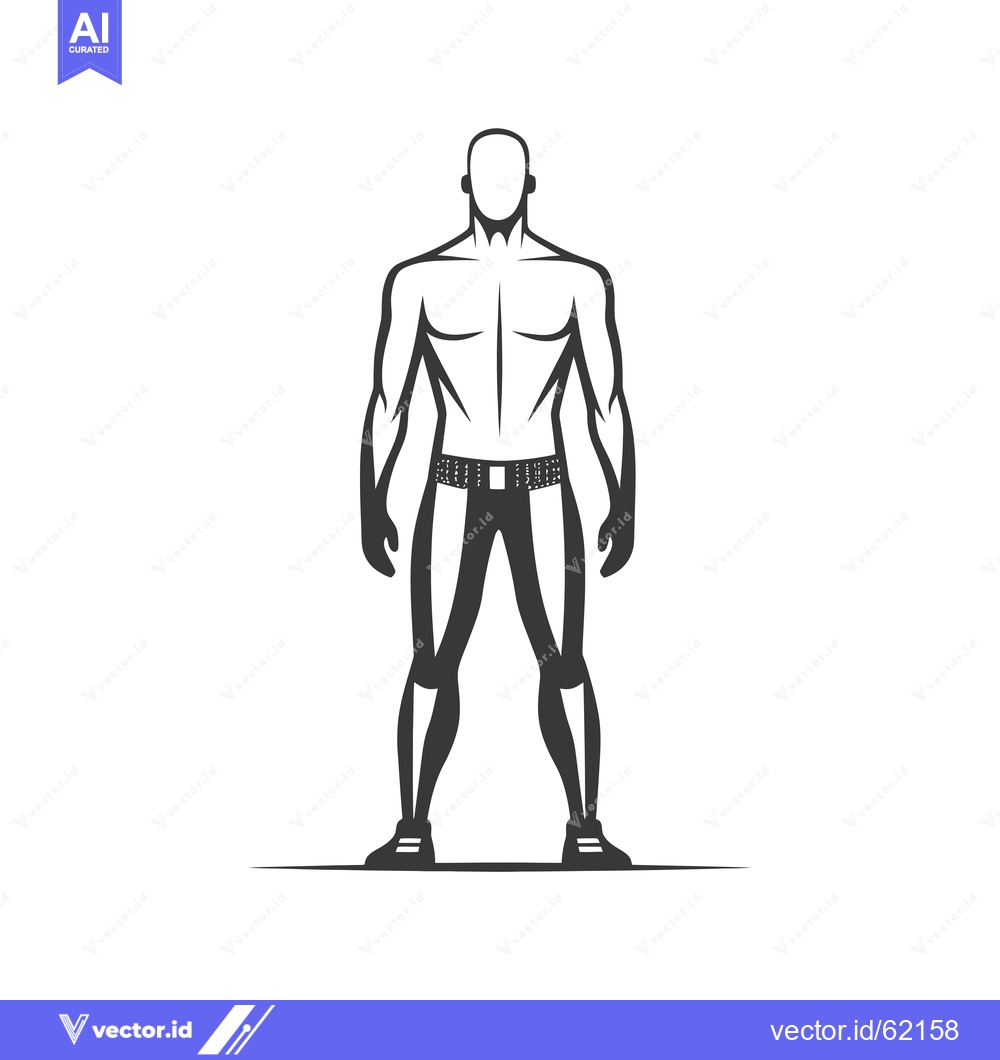 Premium Vector of Silhouette of a Muscular Man Standing with Hands on Hips