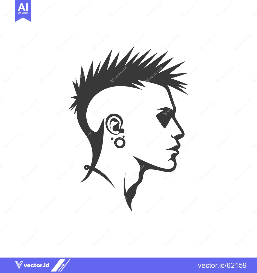 Premium Vector dari Profile of a Person with a Spiky Hairstyle and Piercings