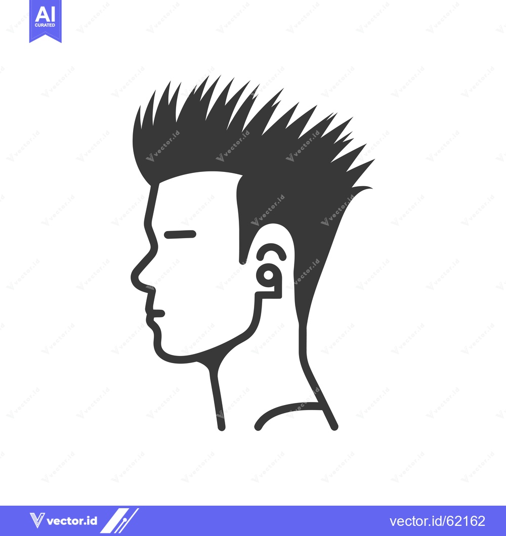 Premium Vector dari Profile of a Man with Spiky Hair and an Earring