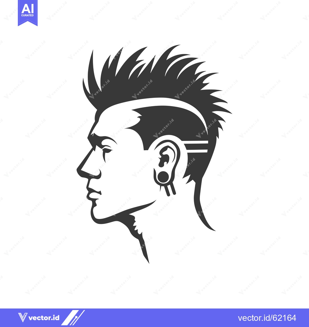 Premium Vector of Side Profile of a Person with Spiky Hair and Earring