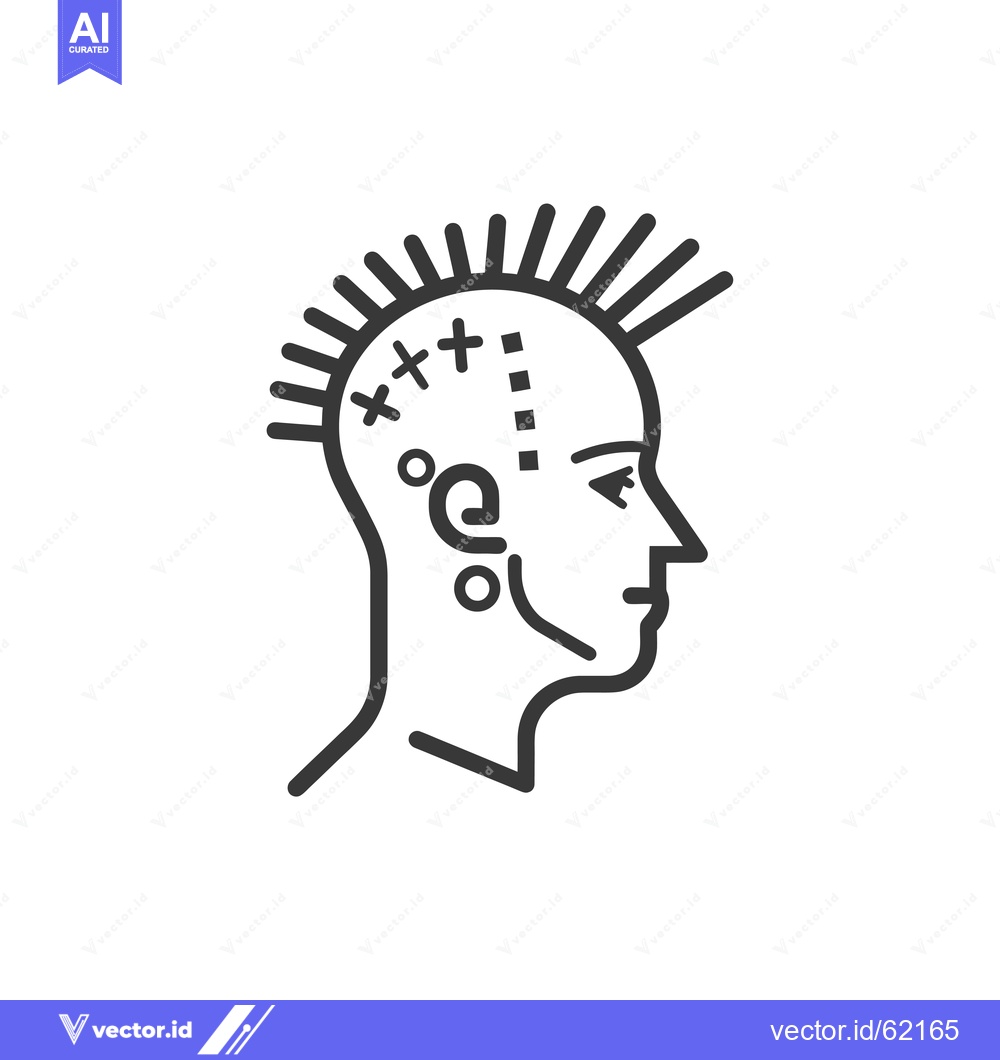Premium Vector of Line Art Illustration of a Person with a Spiky Haircut and Facial Pier