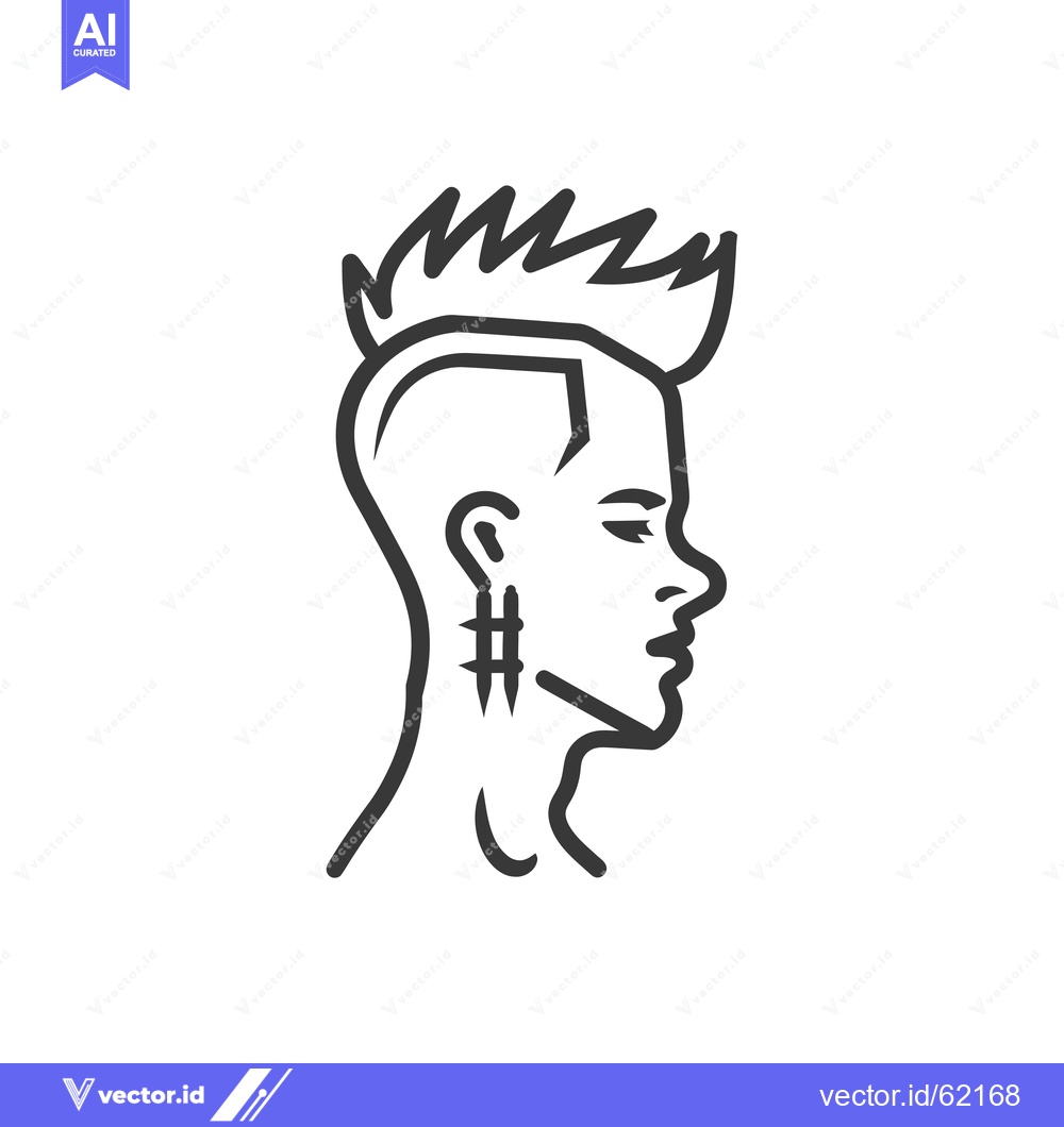 Premium Vector of Line Art Illustration of a Person with a Spiky Hairstyle and a Neck Ta