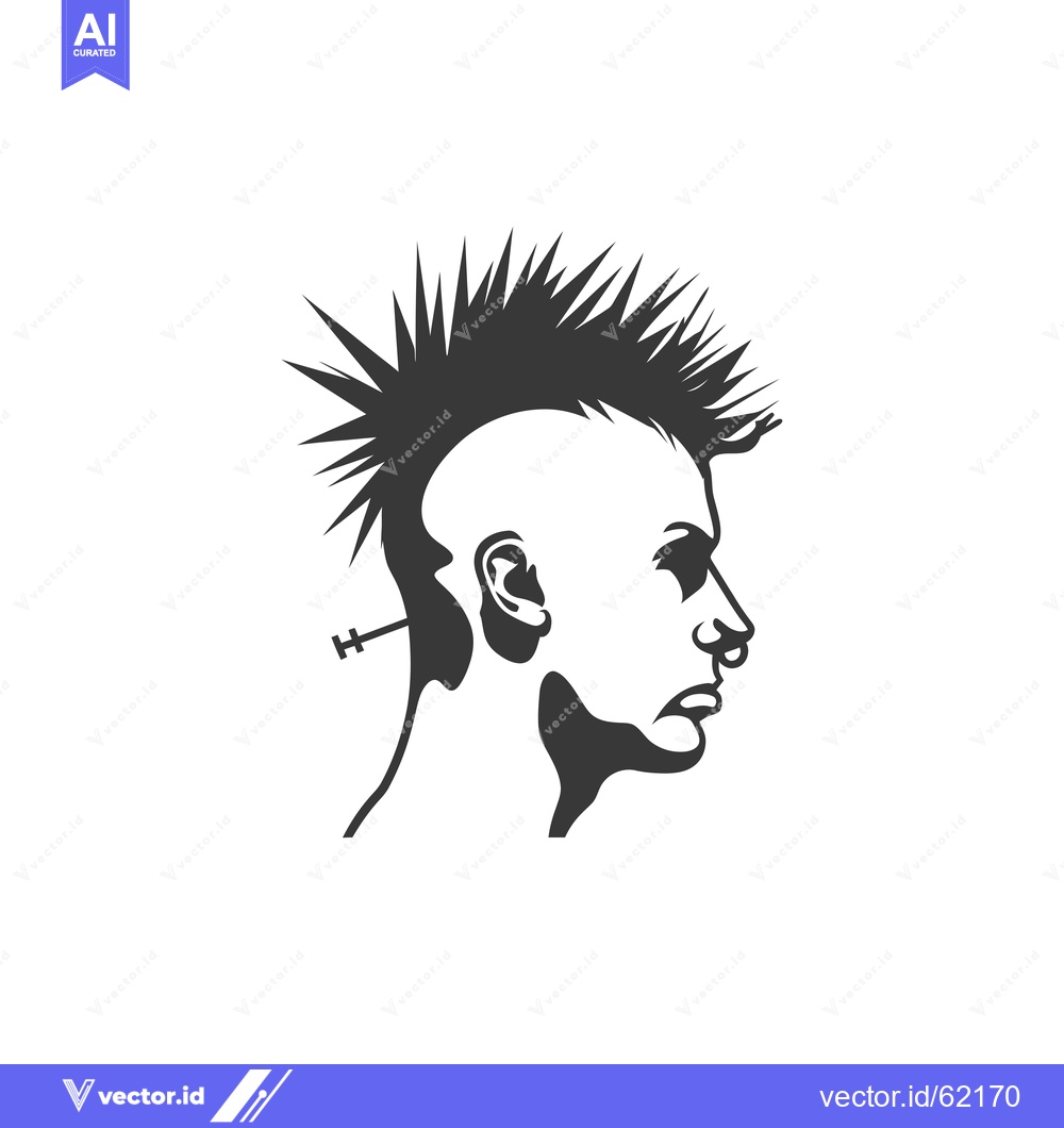 Premium Vector dari Silhouette of a Person with a Spiky Hairstyle and a Studded Ear