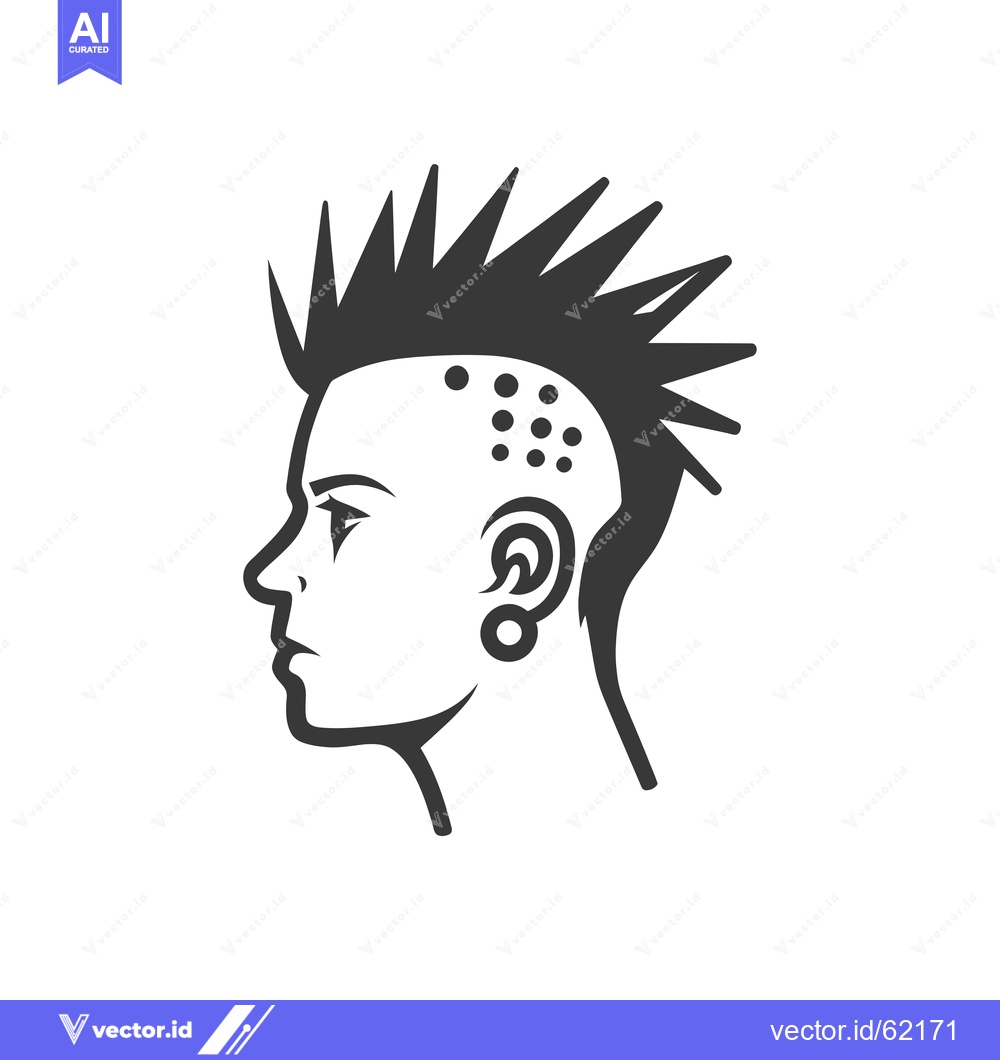 Premium Vector dari Side profile of a person with a mohawk and an ear piercing