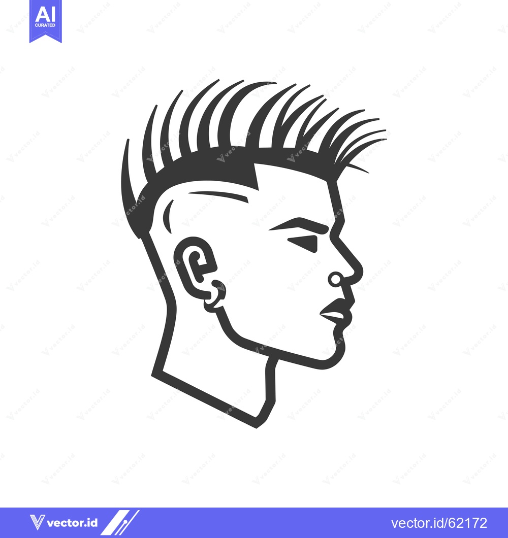 Premium Vector dari Profile of a Man with Spiky Hair and Facial Piercings