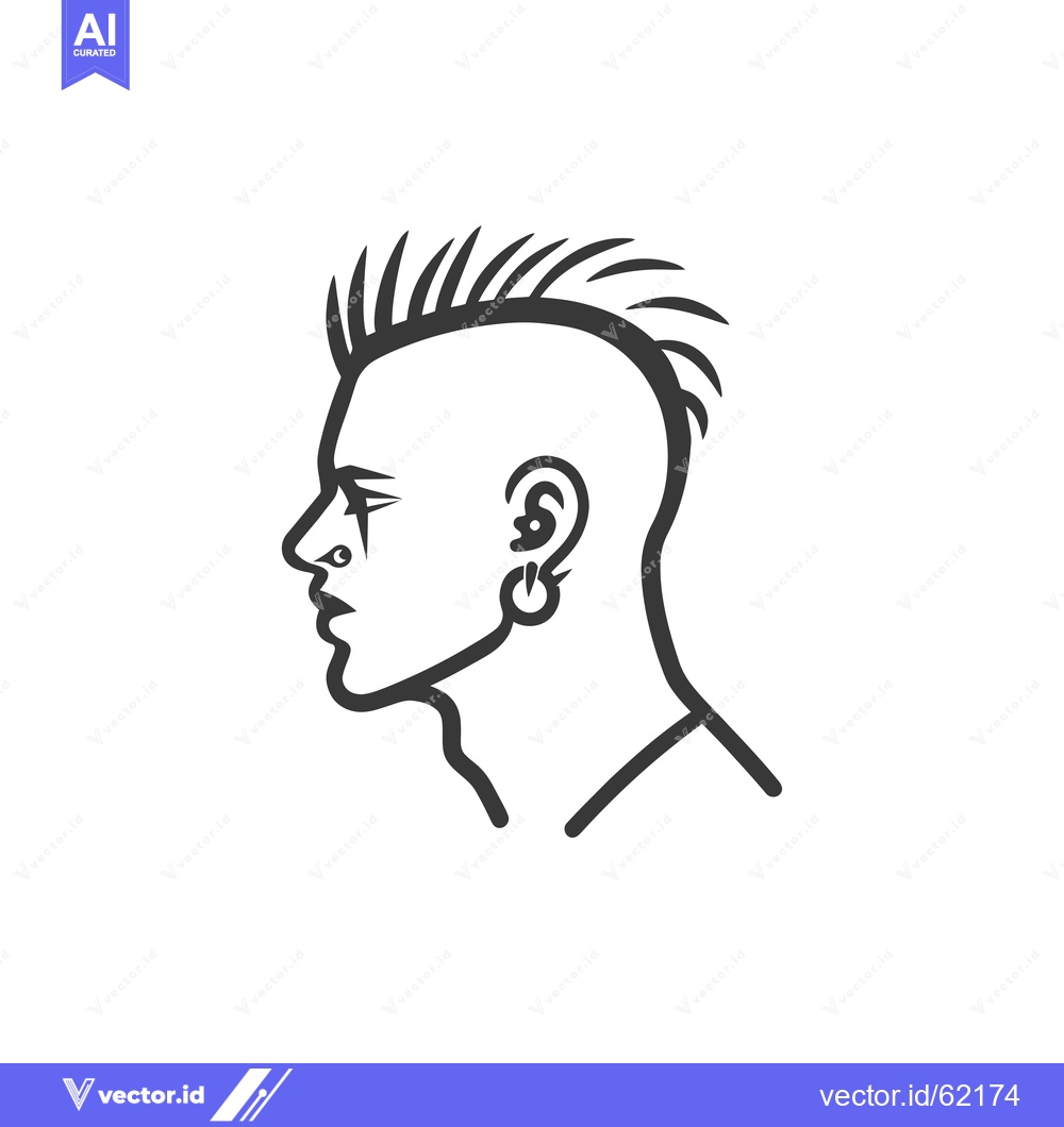 Premium Vector dari Profile of a Man with a Spiky Hairstyle and Earrings