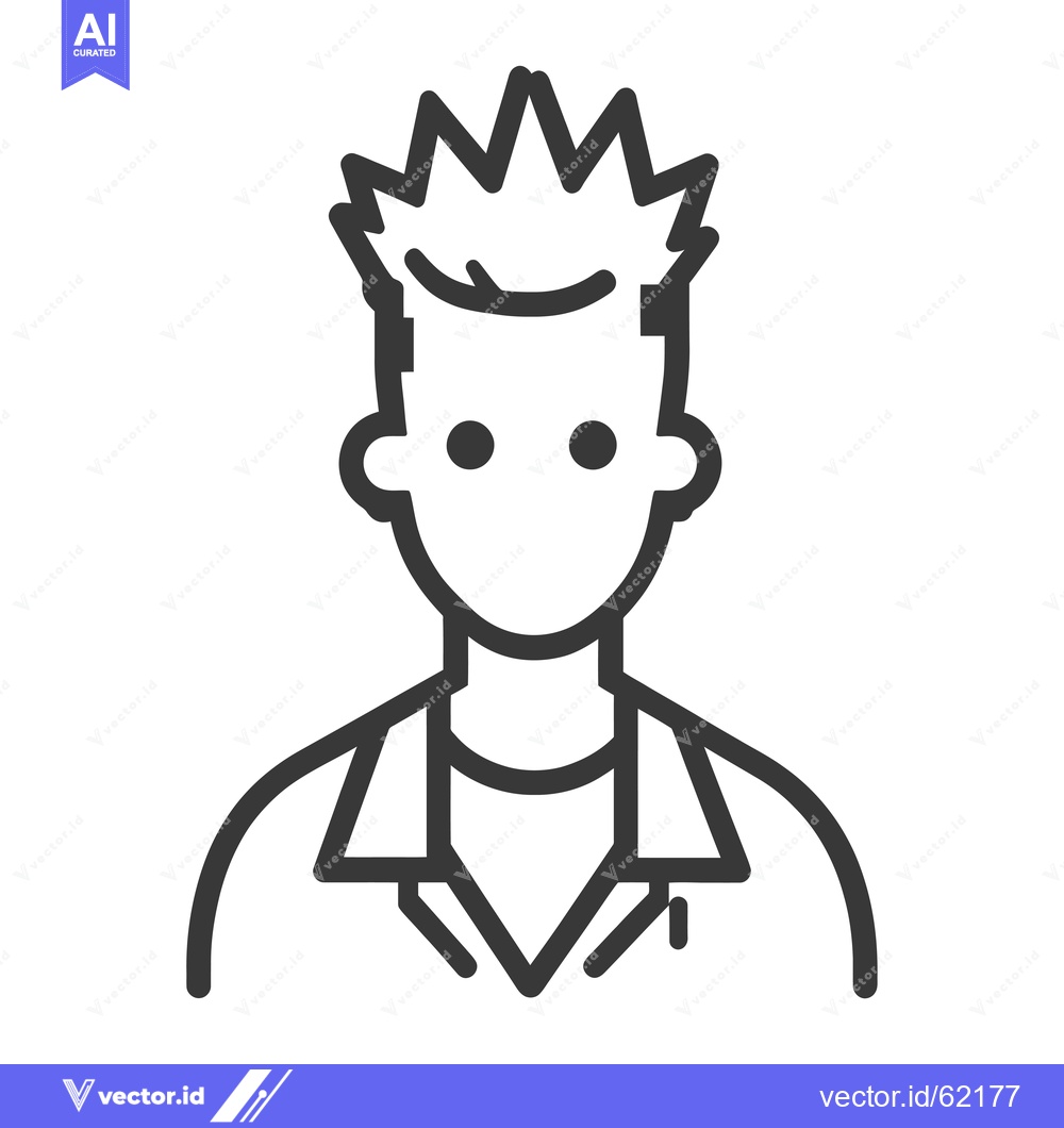 Premium Vector of Line Art Illustration of a Person with Spiky Hair