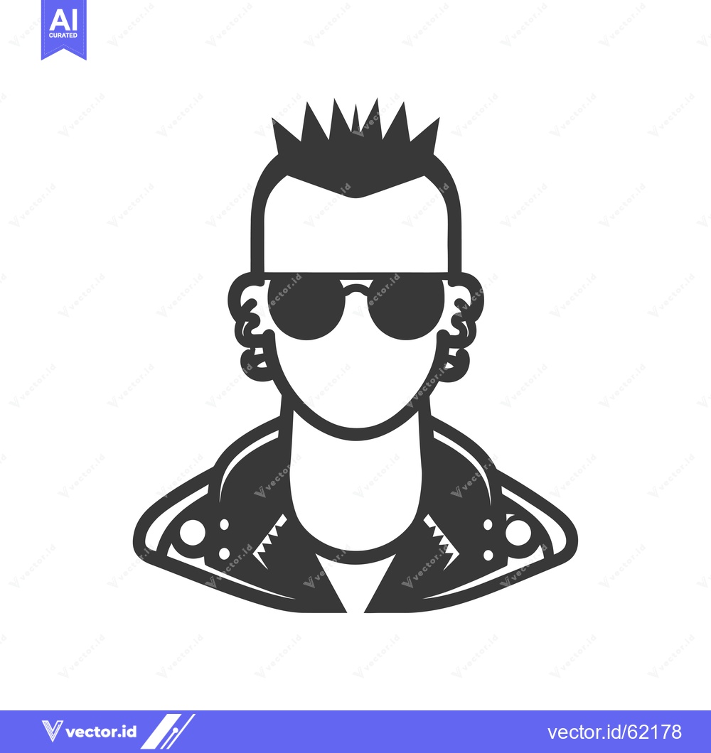 Premium Vector dari Black and White Illustration of a Punk with Spiked Hair and Sunglasses