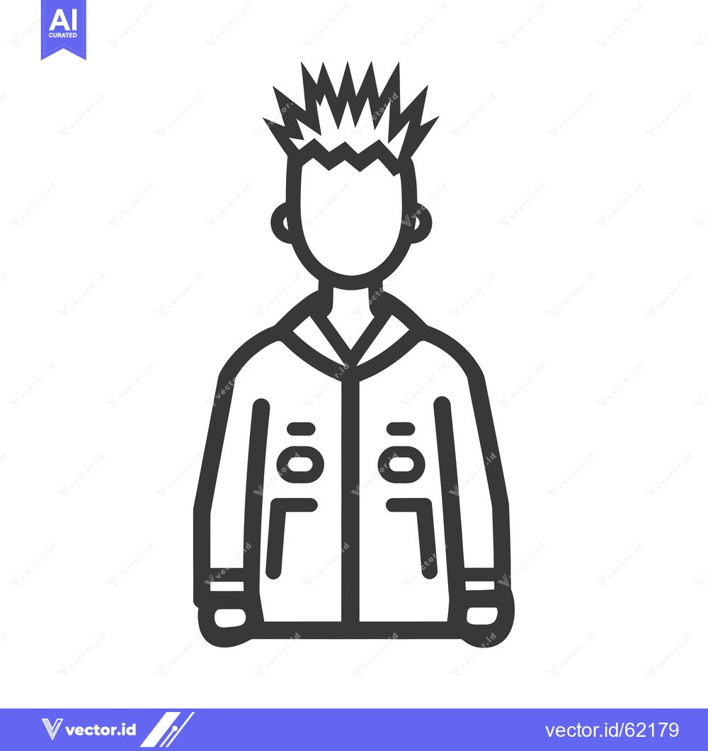 Premium Vector dari Line art illustration of a person with spiky hair wearing a jacket